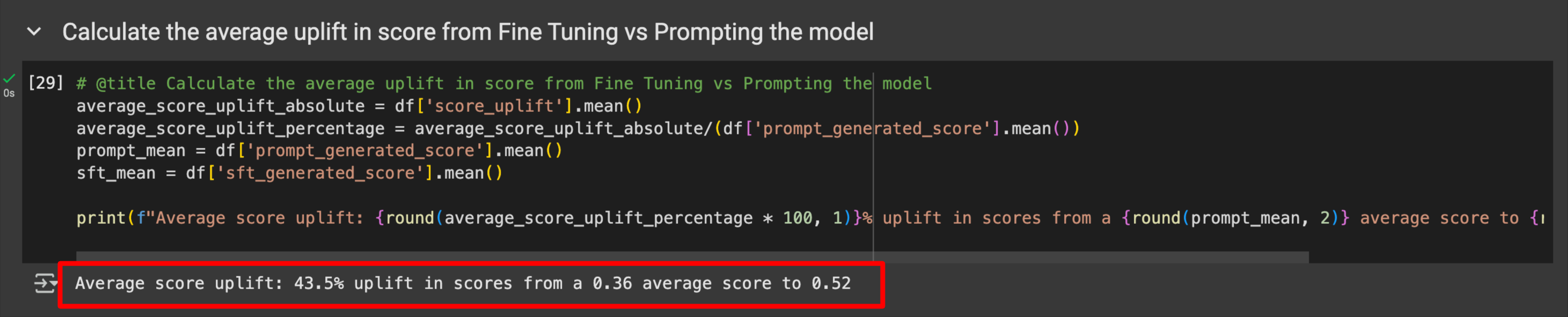 Our final score improvement after fine tuning has completed